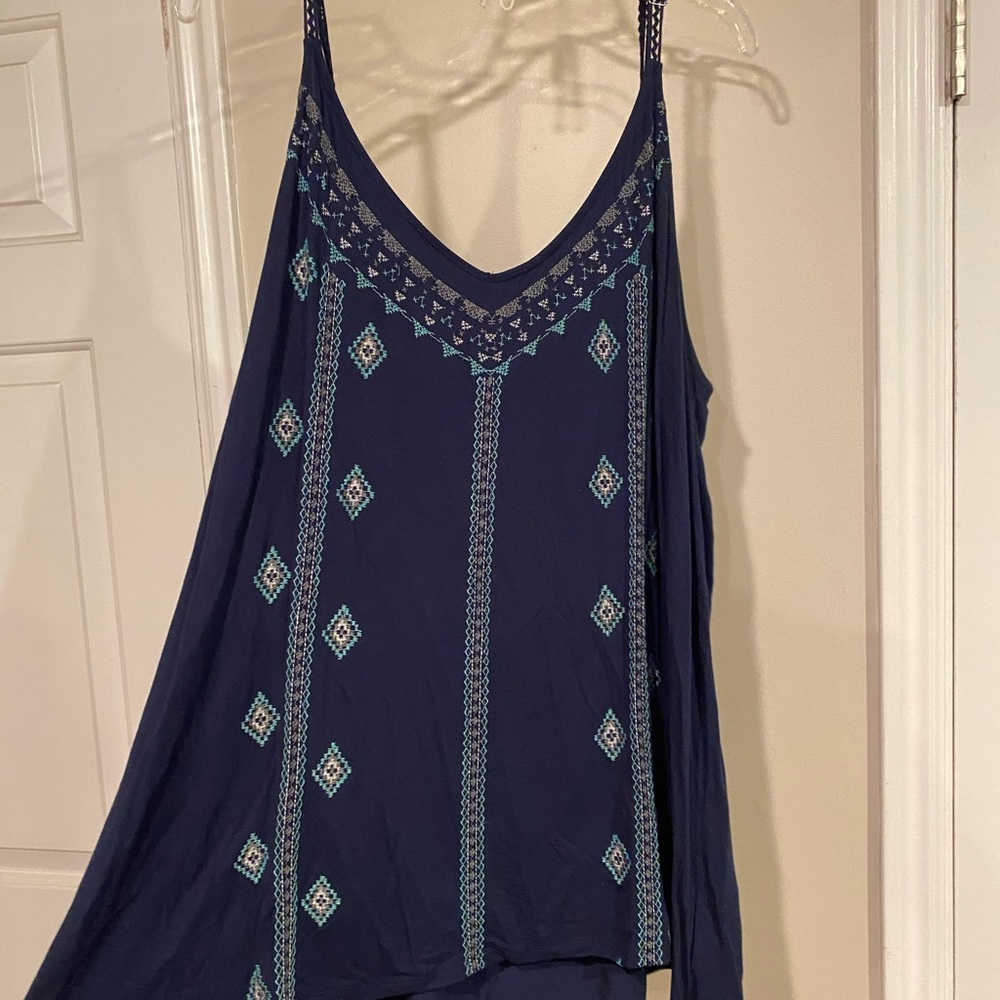 Navy blue with teal detail tank top